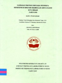 Karya Tulis Ilmiah Th.2019 : Gambaran Protein Urin Pada Penderita Hipertensi Di RSUD Dr. Chasbullah Abdulmadjid Kota Bekasi Tahun 2018 (Teks Dan E_Book)