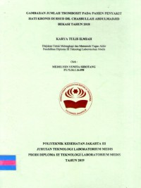 Karya Tulis Ilmiah Th.2019 : Gambaran JumlahTrombosit Pada Pasien Penyakit Hati Kronis Di RSUD Dr. Chasbullah Abdulmadjid Bekasi Tahun 2018 (Teks Dan E_Book)