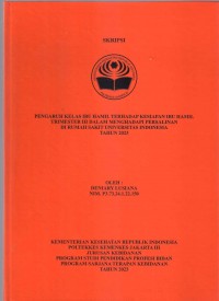 Skripsi Bidan D4 2023 : PENGARUH KELAS IBU HAMIL TERHADAP KESIAPAN IBU HAMIL TRIMESTER III DALAM MENGHADAPI PERSALINAN
DI RUMAH SAKIT UNIVERSITAS INDONESIA TAHUN 2023
