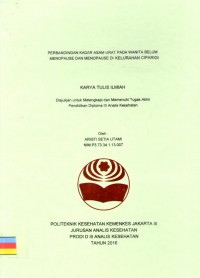 Karya Tulis Ilmiah Th.2016 : Perbandingan Kadar Asam Urat Pada Wanita Sebelum Menopause Dan Menopause Di Kelurahan Ciparigi (Teks dan E_Book)