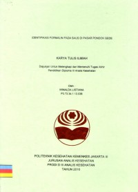 Karya Tulis Ilmiah Th.2016 : Identifikasi Formalin Pada Saus Di Pasar Pondok Gede (Teks dan E_Book)