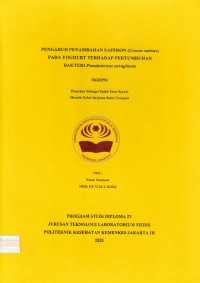 Skripsi Analis Th.2020 : Pengaruh Penambahan Saffron (Crocus sativus) Pada Yoghurt Terhadap Pertumbuhan Bakteri Pseudomonas aeruginosa (Teks Dan E_Book)