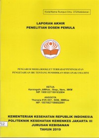 Penelitian Dosen Th.2019 : Pengaruh Media Booklet Terhadap Peningkatan Pengetahuan Ibu Tentang Pendidikan Seks Anak Usia Dini