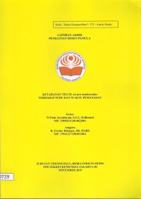 Penelitian Dosen Th.2019 : Ketahanan Telur Ascaris Lumbricoidies Terhadap Suhu Dan Waktu Pemanasan