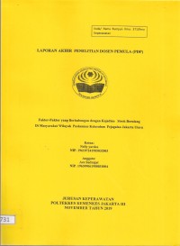 Penelitian Dosen Th.2019 : Faktor Faktor Yang Berhubungan Dengan Kejadian Strok Berulang Di Masyarkat Wilayah Puskesmas Kelurahan Pejagalan Jakarta Timur