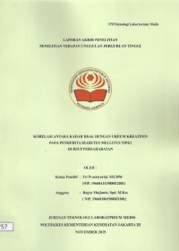 Penelitian Dosen Th.2019 : Kolerasi Antara Kadar HbAlc Dengan Ureum Kreatinin Pada Penderita Diabetes Melitus Tipe 2 Di RSUP Persahabatan