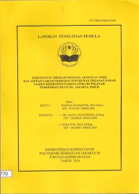 Laporan Penelitian Dosen Th.2019 : Efektivitas Edukasi Tentang Aktifitas Fisik Dan Asupan Garam Terhadap Penurunan Tekanan Darah Pasien Hipertensi Pasien Lansia Di Wilayah Puskesmas Cipayung Jakarta Timur