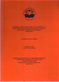 GAMBARAN PENGETAHUAN IBU YANG MEMPUNYAI BALITA TENTANG STUNTING DI POSYANDU MELATI RW:01 KEC. CITEUREUP KAB. BOGOR
TAHUN 2019