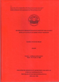 Keperawatan 2020 (KTI) : Penerapan Prosedur Batuk Efektif pada Pasien dengan Gangguan Kebutuhan Oksigen (e-book)