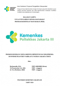 Proposal Usulan Pengabdian Kepada Masyrakat Program Kemitraan Masyarakat (PKM) Promosi Kesehatan Serta Skrining Hipertensi dan Dislipidemia di Pondok Pesantren Nahdlatul Wathan Jakarta Timur