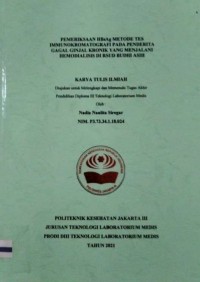 Karya Tulis Ilmiah Th.2021 : Pemeriksaan HbsAg Metode Tes Immunokromatografi Pada Penderita Gagal Ginjal Kronik Yang Menjalani Hemodialisis Di RSUD Budhi Asih (Teks Dan E_Book)