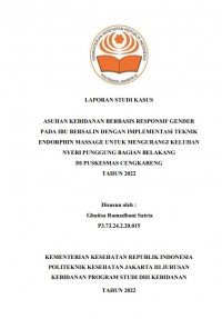 LKBD th.2023 : ASUHAN KEBIDANAN BERBASIS RESPONSIF GENDER PADA IBU BERSALIN DENGAN IMPLEMENTASI TEKNIK ENDORPHIN MASSAGE UNTUK MENGURANGI KELUHAN NYERI PUNGGUNG BAGIAN BELAKANG DI PUSKESMAS KECAMATAN CENGKARENG TAHUN 2022