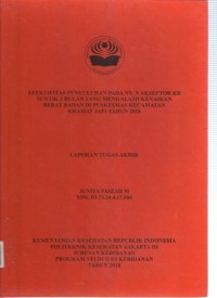 EFEKTIFITAS PENYULUHAN PADA NY. N AKSEPTOR KB
SUNTIK 3 BULAN YANG MENGALAMI KENAIKAN
BERAT BADAN DI PUSKESMAS KECAMATAN
KRAMAT JATI TAHUN 2018