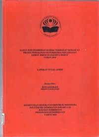 KASUS SERI PEMBERIAN KURMA TERHADAP KEMAJUAN
PROSES PERSALINAN DI PUSKESMAS KECAMATAN
KEBON JERUK DI JAKARTA BARAT
TAHUN 2018 (LTA-Bidan+E Book)