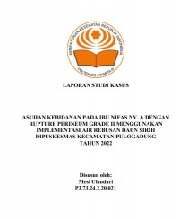 LKBD th.2023 : ASUHAN KEBIDANAN PADA IBU NIFAS NY. A DENGANRUPTURE PERINEUM GRADE II MENGGUNAKAN IMPLEMENTAS AIR REBUSAN DAUN SIRIH DIPUSKESMAS KECAMATAN PULOGADUNG TAHUN 2022