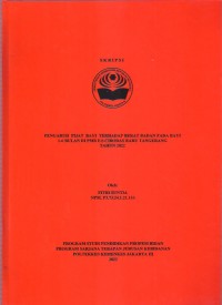 Skripsi Bidan D4 2022 : PENGARUH PIJAT BAYI TERHADAP BERAT BADAN PADA BAYI
1-6 BULAN DI PMB F.S CIBODAS BARU TANGERANG
TAHUN 2022