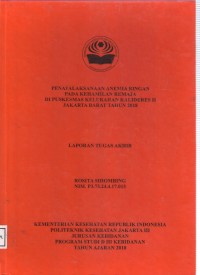 PENATALAKSANAAN ANEMIA RINGAN
PADA KEHAMILAN REMAJA
DI PUSKESMAS KELURAHAN KALIDERES II
JAKARTA BARAT TAHUN 2018