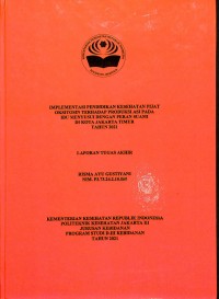 TABD th.2021 : IMPLEMENTASI PENDIDIKAN KESEHATAN PIJAT OKSITOSIN TERHADAP PRODUKSI ASI PADA
IBU MENYUSUI DENGAN PERAN SUAMI
DI KOTA JAKARTA TIMUR
TAHUN 2021