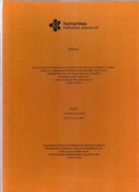 Skripsi Bidan D4 2024 : PENGARUH PENDIDIKAN KESEHATAN DENGAN MEDIA AUDIO
VISUAL TERHADAP PENGETAHUAN IBU TENTANG
PERKEMBANGAN ANAK USIA 3-5 TAHUN
DI POSYANDU MELATI
KELURAHAN PEGADUNGAN
TAHUN 2024