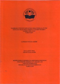 GAMBARAN PENGETAHUAN DAN SIKAP REMAJA PUTRI
TENTANG PELECEHAN SEKSUAL DI SMP NEGERI 9
TAMBUN SELATAN
TAHUN 2019