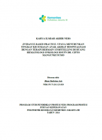 Karya Ilmiah Akhir Ners 2024: Evidence Based Practice: Upaya Menurunkan Tingkat Kecemasan Anak Akibat Hospitalisasi dengan Terapi Bermain Storytelling di Ruang Hematologi Onkologi RSUPN Dr. Cipto Mangunkusumo