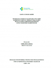 Karya Ilmiah Akhir Ners 2024: Penerapan Evidence Based Practice (EBP) Expressive Writing Therapy pada Pasien Dengan Harga Diri Rendah Kronis di RSJ Marzoeki Mahdi Bogor