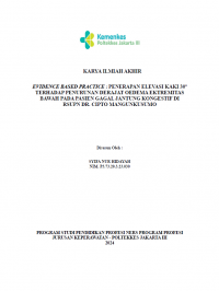 Karya Ilmiah Akhir Ners 2024: Evidence Based Practice : Penerapan Elevasi Kaki 30º Terhadap Penurunan Derajat Oedema Ektremitas Bawah Pada Pasien Gagal Jantung Kongestif di RSUPN dr. Cipto Mangunkusumo