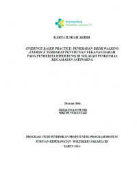 Karya Ilmiah Akhir Ners 2024: Evidence Based Practice: Penerapan Brisk Walking Exercise Terhadap Penurunan Tekanan Darah pada Penderita Hiipertensi di Wilayah Puskesmas Kecamatan Jatiwarna