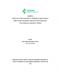 Skripsi Promkes 2024: Hubungan Pengetahuan Terhadap Kepatuhan Diet Pasien Diabetes Melitus Di Puskesmas Pulogebang Jakarta Timur