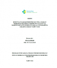 Skripsi Promkes 2024: Hubungan Karakteristik Dan Pola Makan
Terhadap Kejadian Stroke Di Yayasan Al Madiniyah Panti Jompo Pusaka 41 Cengkareng Jakarta Barat Tahun 2024