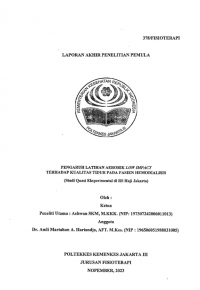 Laporan Akhir Penelitian Pemula : Pengaruh Latihan Aerobik Low Impact Terhadap Kualitas Tidur Pada Pasien Hemodialisis