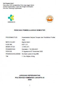 RPS Keperawatan 2020 : MK. Agama Islam (Keperawatan Sarjana Terapan dan Pendidikan Profesi Ners, Semester I, TA 2020-2021)