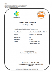 RPS Keperawatan 2022 : MA. Karya Ilmiah Akhir Ners (KIA-N), Program Studi Program Profesi, Semester II TA. 2021-2022