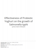 Similarity : Effectiveness of Probiotic Yoghurt on the growth of Salmonella typhi