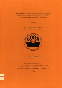 Skripsi Analis Th.2022 : Perbandingan Kadar Natrium, Kalium Dan Klorida Sebelum Dan Sesudah Hemodialisa Pada Pasien Gagal Ginjal Kronik Di RSUD Budhi Asih (Teks Dan E_Book)