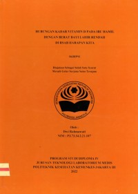 Skripsi Analis Th.2022 : Hubungan Kadar Vitamin D Pada Ibu Hamil Dengan Berat Bayi Lahir Rendah Di RSAB Harapan Kita (Teks Dan E_Book)