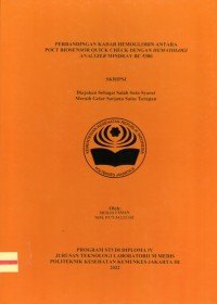 Skripsi Analis Th.2022 : Perbandingan Kadar Hemoglobin Antara Poct Biosensor Quick Check Dengan Hematologi Analizer Mindray BC 5380 (Teka Dan E_Book)