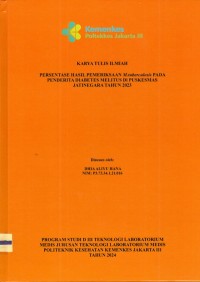 Karya Tulis Ilmiah Th.2024 : Persentase Hasil Pemeriksaan M. tuberculosis Pada Penderita Diabetes Melitus Di Puskesmas Jatinegara Tahun 2023 (Teks Dan E_Book)