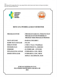 RPS Keperawatan 2021 : MA. Bahasa Inggris l (Program Sarjana Terapan Dan Program Studi Pendidikan Profesi Ners Program Profesi, Semester ll TA.2020/2021)