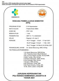 RPS Keperawatan 2021 : MA. Praktik Klinik KMB I (Program Studi D lll Keperawatan.T.A Semester IV tahun 2020/2021)