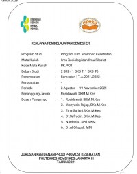 RPS 2021 : MA. Ilmu Sosiologi dan Ilmu Filsafat (Senester  I T.A 2021/2022, Progam Studi D IV Promosi Kesehatan)