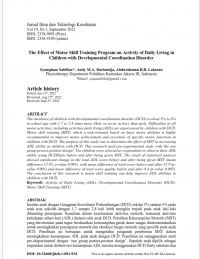 Artikel Jurnal : The Effect of Motor Skill Training Program on Activity of Daily Living in Children with Developmental Coordination Disorder