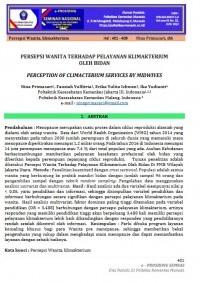 Artikel : Presepsi Wanita Terhadap Pelayanan Klimakterium Oleh Bida (Perception Of Climacterium Services By Midwives)