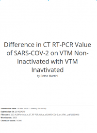 Artikel : Similarity : Diﬀerence in CT RT-PCR Value of SARS-COV-2 on VTM Non- inactivated with VTM Inavtivated