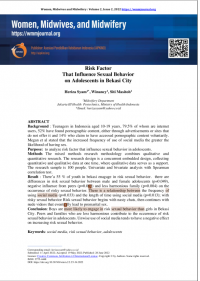 Artikel : Risk factor that influence sexual behavior on adolescents in Bekasi City