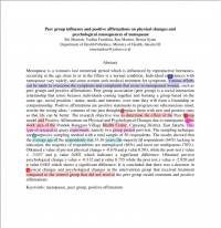 Artikel : Peer group influence and Positive affirmations on physical changes and psychological consequences of menopause