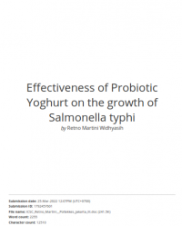 Similarity : Effectiveness of Probiotic Yoghurt on the growth of Salmonella typhi